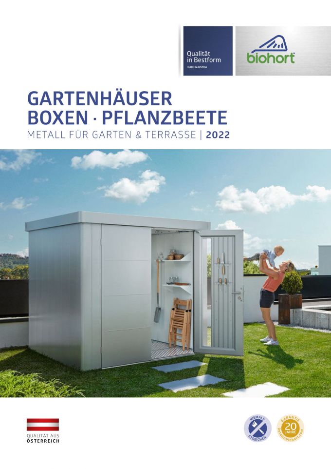 Biohort Gartenhäuser, Boxen, Pflanzbeete 2022